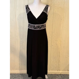 Adrianna PAPELL Empire Waist Sequins Beading Lace Long Dress Holiday Size 10.